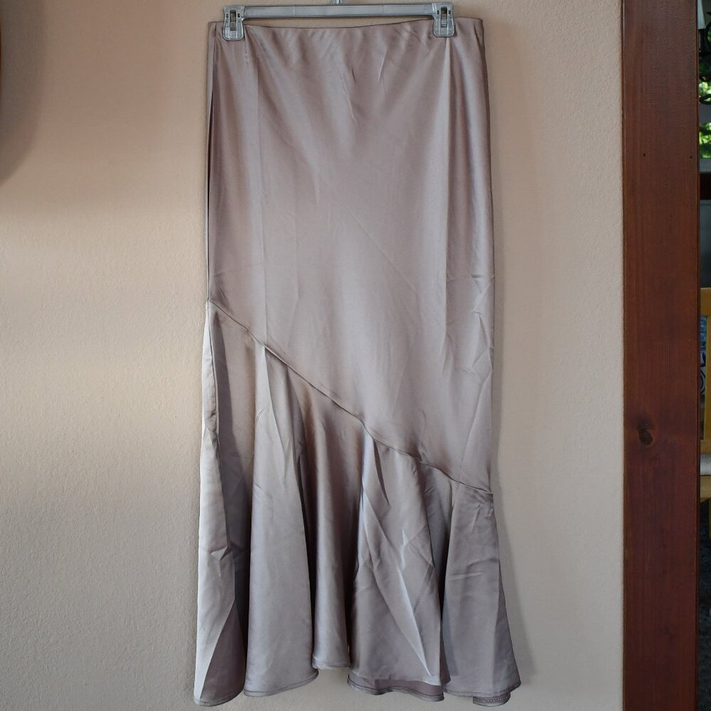 LIFE Women's Blush Pink Semi Formal Satin Maxi Trumpet Skirt Sz L Wedding Bridal